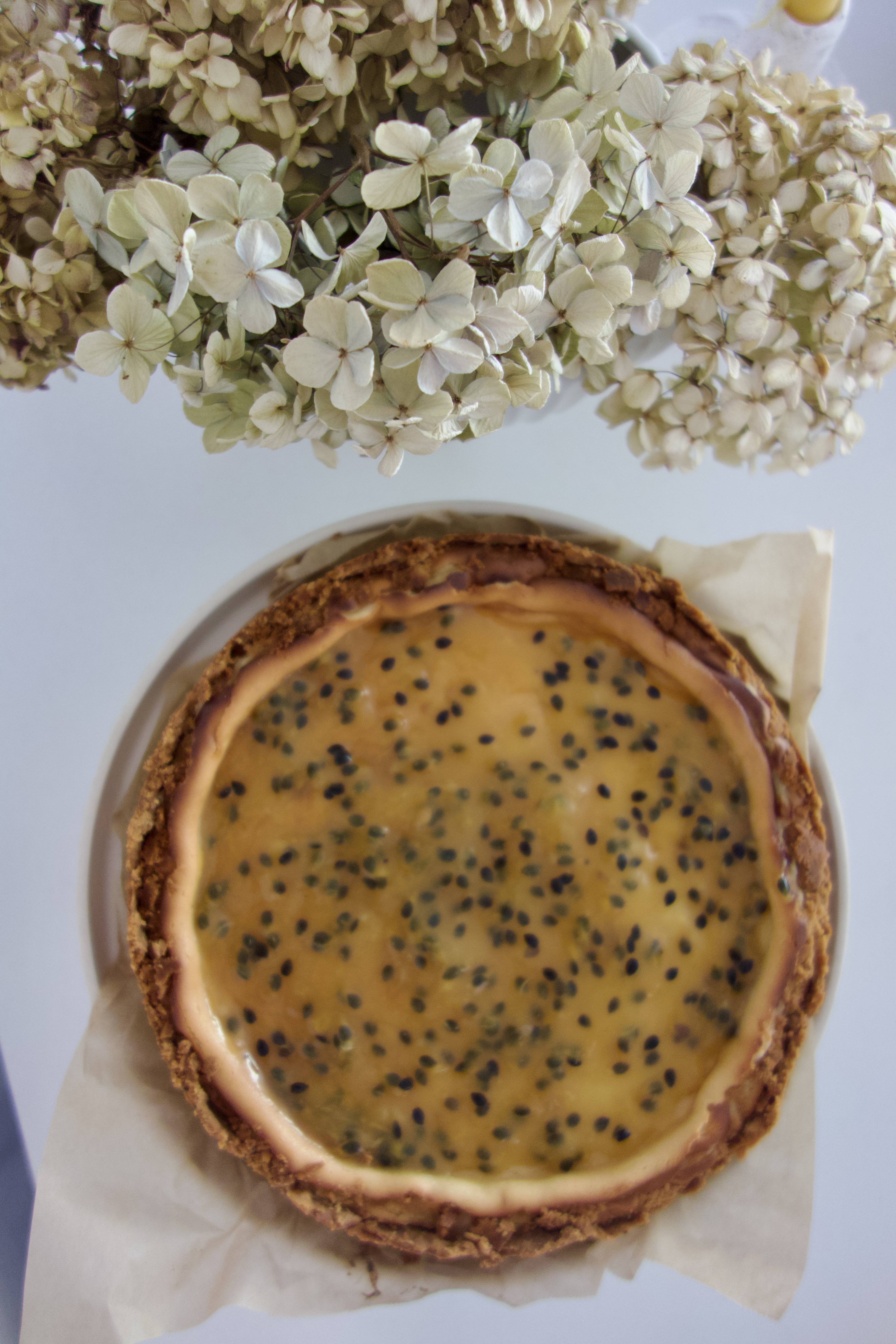 Brown Butter Cheesecake with Passionfruit Glaze